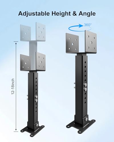 Roof Riser Brackets Kit, Adjustable Saddle for 4"x4" and 4"x6" Wood Post