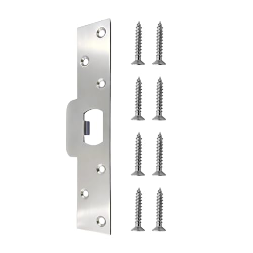 7-Inch Extended Door Strike Plate, Heavy Duty Stainless Steel, Silver - color: Silver