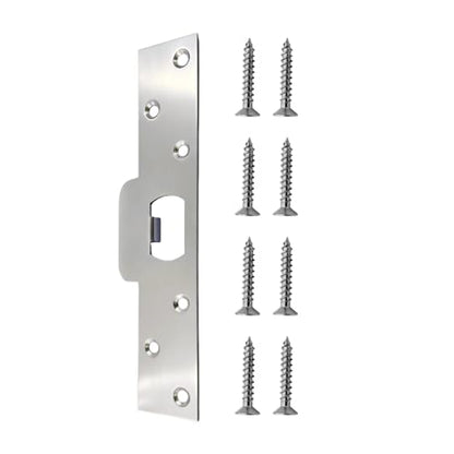 7-Inch Extended Door Strike Plate, Heavy Duty Stainless Steel, Silver - color: Silver