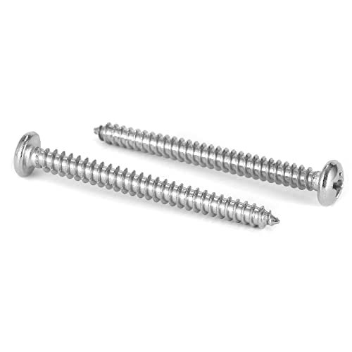 #7 x 1-1/2" Wood Screw 100Pcs 18-8 (304) Stainless Steel Pan Head Fast Self Tapping Drywall Screws by SG TZH - size: #7 x 1-1/2"