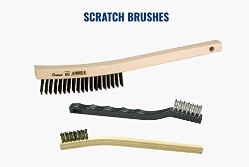 Weiler 44101 Hand Wire Scratch Brush, .012 Stainless Steel Fill, Shoe Handle, 1 x 17 Rows, Made in the USA (Pack of 12) - size: 10" x 3/8" Block, 1-1/16" Trim Length, style: Pack of 12
