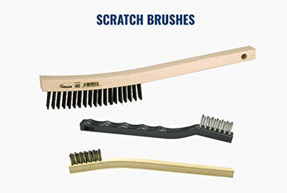 Weiler 44101 Hand Wire Scratch Brush, .012 Stainless Steel Fill, Shoe Handle, 1 x 17 Rows, Made in the USA (Pack of 12) - size: 10" x 3/8" Block, 1-1/16" Trim Length, style: Pack of 12