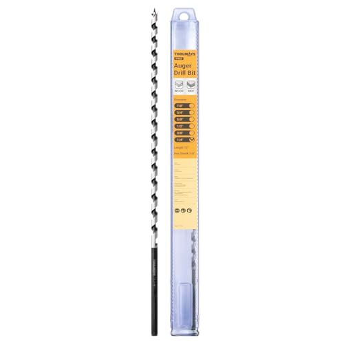 1/4 Inch x 12 Inch Auger Drill Bit, Hex Shank 3/8 Inch - size: 1/4" x 12"