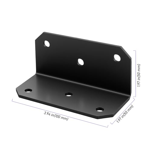 8 Pack 2x4 Heavy Duty L Brackets, 90 Degree Angle Bracket with Screws, Galvanized Steel Corner Braces for Wood Shelves, Furniture, Cabinet, Frame, Fence, Black