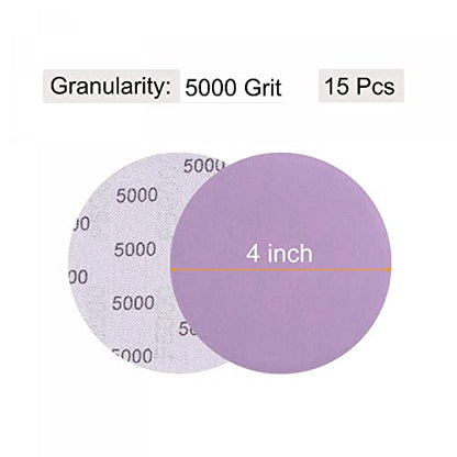 uxcell 15Pcs 4-Inch Purple Sanding Discs 5000 Grits Hook and Loop Professional Aluminum Oxide Sand Paper Wet Dry Polish for Wood Metal Paint Finishing - style: 5000 Grit