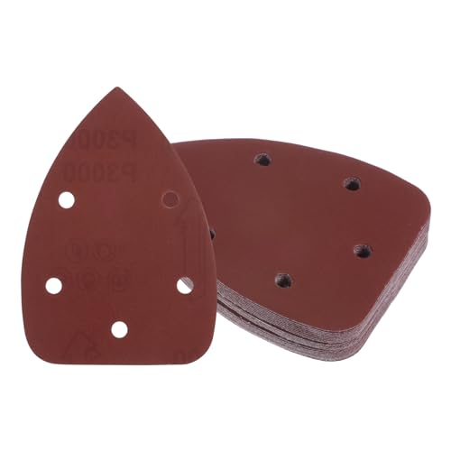 25pcs Mouse Sander Detail Sandpaper - [3000 Grit, 3.5" x 5.5"] Triangle Hook and Loop Assorted Sanding Pads Sheet for Wood Furniture Polishing Use | 5 Hole, Aluminum Oxide
