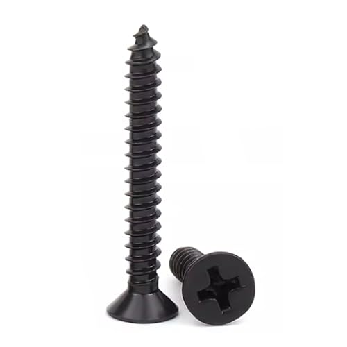 #10 X 1 Black Flat Head Sheet Metal Screws Phillips Drive Wood Screws, 304 Stainless Steel 18-8 Black Coating, Pack of 100 - color: Silver, size: #10 X 1"