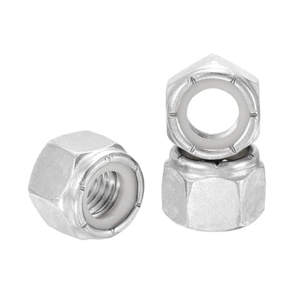 5Pcs 5/8"-11 Nylon Locking Hex Nuts 304 StainlessSteel Silver - color: Silver, size: 5/8"-11