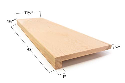 Solid Red Oak Stair Tread with Small (3/4") Square Nose Profile (42" X 11 1/2") - size: 42" X 11 1/2"