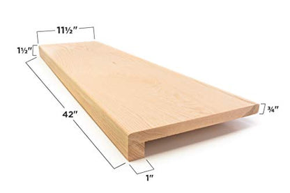 Solid Red Oak Stair Tread with Small (3/4") Square Nose Profile (42" X 11 1/2") - size: 42" X 11 1/2"