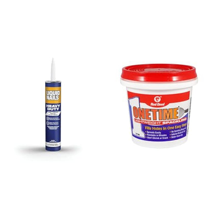 Liquid Nails LN903 10oz Heavy Duty Construction Adhesive and Red Devil 0542 1/2 Pint Lightweight Spackling Repair Kit