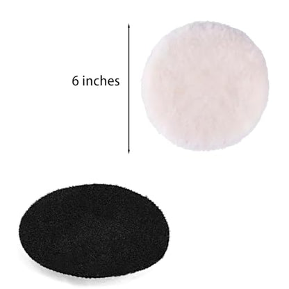 8 pcs 6 inch Wool polishing Pads White for Orbital Buffer car Buffer Drill Attachment by Swagwert - size: 6 inches