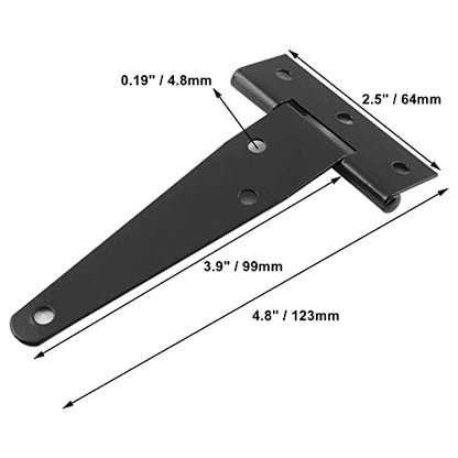 Murtenze 6Pack 4 Inch Black T-Strap Shed Hinge - color: Black, size: 4 Inch - 6Pack