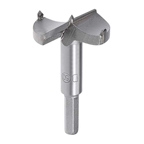 uxcell Forstner Drill Bits 50mm, Tungsten Carbide Wood Hole Saw Auger Opener Woodworking Hinge Hole Drilling Boring Bit Cutter Gray with Case - size: 50mm