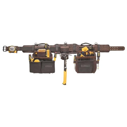 DEWALT Leather Tool Belt Organizer with 18 Pockets, Heavy Duty Construction (DWST550113) - size: One Size, style: Leather Tool Rig