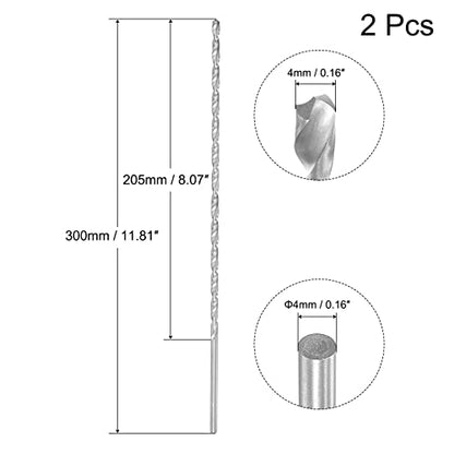 uxcell HSS Extra Long Twist Drill Bits,4mm Drill Dia 300mm Length 2Pcs - size: 4x300mm