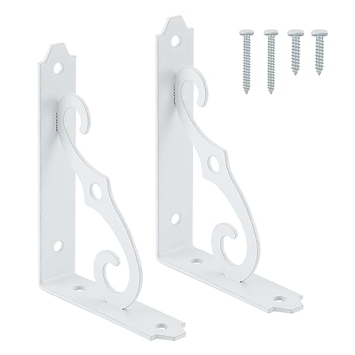 HOME MASTER HARDWARE Decorative Shelf Brackets, 5x3.5 inch, White, 2 Pack - size: 5 x 3 1/2 Inch, style: White-2Pack
