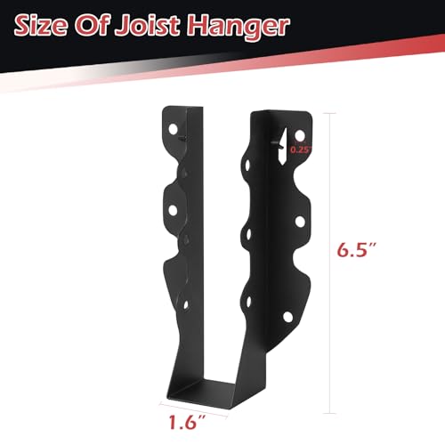 16 Pcs 2"x 8" Joist Hanger|Q235B Carbon Steel - size: 16, style: 2"x 8"