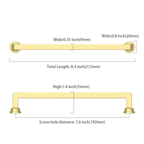 10 Pack 7.5 Inch Brushed Gold Cabinet Pulls, Kitchen Hardware - color: Brushed Gold, size: 7.5" Hole Center