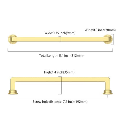 10 Pack 7.5 Inch Brushed Gold Cabinet Pulls, Kitchen Hardware - color: Brushed Gold, size: 7.5" Hole Center