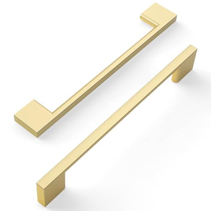Amerdeco 10 Pack Brushed Gold Cabinet Pulls 6.3" - color: Brushed Gold, size: 6.3" hole center