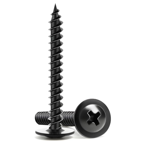 Truss Head Wood Screws #8 x 1-1/4 Inch, 80PCS, FIXLINK Self Tapping Screws - color: Black, size: #8 x 1-1/4"