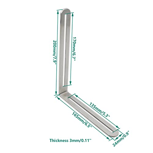4 PCS Adjustable L-Shape Corner Brace, ULIFESTAR Heavy Duty Thicken Stainless Steel Joint Right Angle Brackets L Slotted Support Shelf Bracket for PC Case,Fixing Furniture-165x200x3mm/6.5x7.87x0.12'' - size: Silver 6.5 x 7.87 x 0.12 inches