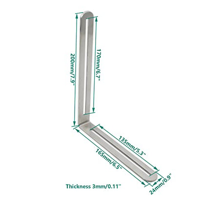 4 PCS Adjustable L-Shape Corner Brace, ULIFESTAR Heavy Duty Thicken Stainless Steel Joint Right Angle Brackets L Slotted Support Shelf Bracket for PC Case,Fixing Furniture-165x200x3mm/6.5x7.87x0.12'' - size: Silver 6.5 x 7.87 x 0.12 inches
