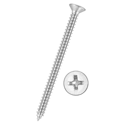 25pcs Phillips Flat Wood Screws #6x2 316 Stainless Steel Silver - size: #6x2"