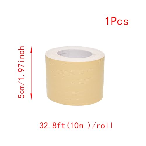 Lilaly 2 inches x 32 feet Wood Grain Repair Tape,Wood Grain Tape,Widely Used for Tables, Doors, Floor and DIY(Beige) - color: Beige