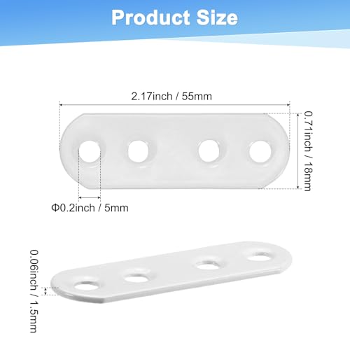 M METERXITY 10-Pack Flat Straight Brackets 2.17x0.71in, White - color: White, size: 55mm