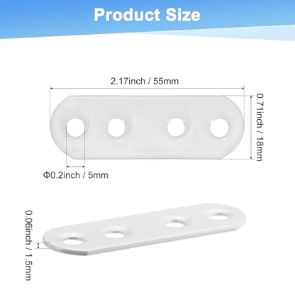 M METERXITY 10-Pack Flat Straight Brackets 2.17x0.71in, White - color: White, size: 55mm