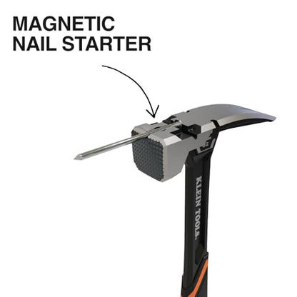 Klein Tools H80922SM Milled Face Framing Hammer with Straight Claw, 22-Ounce Forged Steel, Magnetic Nail Starter and Extra-Large Squared Strike Face - size: 22 oz, style: Steel Handle