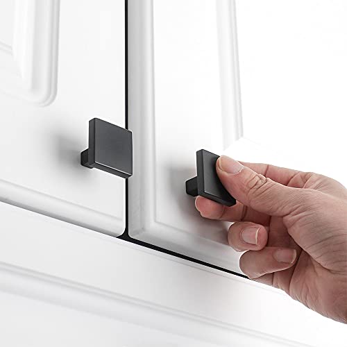 KOOFIZO 10 Pack Matte Black Cabinet Knobs Square Single Hole Pulls K03 - color: Black, size: Knob 1 - 10Pcs