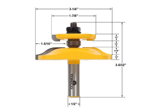 YONICO Raised Panel Cabinet Door with Back Cutter Router Bits 3-1/4-Inch Ogee 1/2-Inch Shank 12143 - style: Ogee - 3-1/4" Diameter - 1/2" Shank