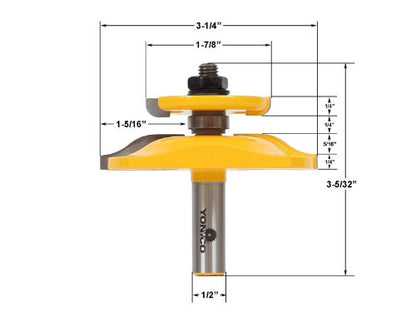 YONICO Raised Panel Cabinet Door with Back Cutter Router Bits 3-1/4-Inch Ogee 1/2-Inch Shank 12143 - style: Ogee - 3-1/4" Diameter - 1/2" Shank