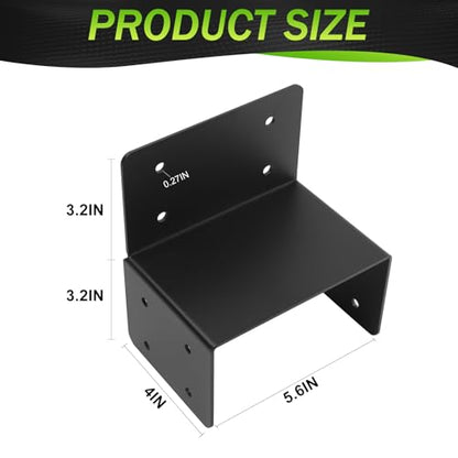 4 Pcs 12 Gauge Post Caps Tie Bracket, 6x6 Black Joist Anchor - style: 6X6