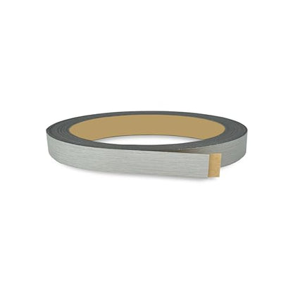 Brushed Silver PVC 1/2 inch x 50 ft Edge Banding Peel Stick Tape Adhesive Metal Edging Veneer Aluminum Trim Flexible Strip Molding MDF Wood Cabinet Laminate Shelf Furniture Countertop Formica Plywood - color: Brushed Silver, size: 1/2 inch x 50 ft