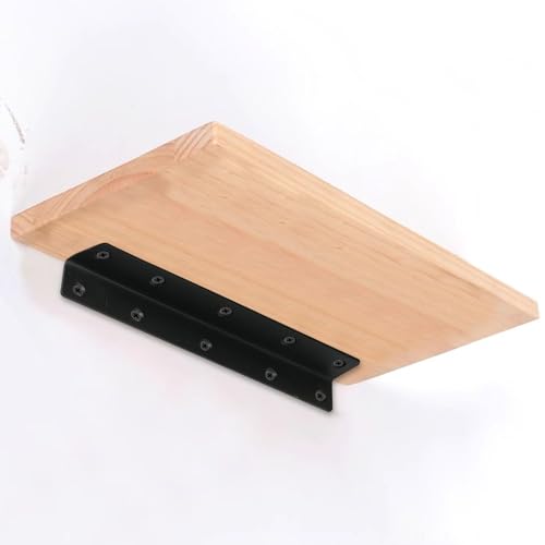 L Bracket, Heavy Duty Corner Brace, 10 Pack 14.8" Metal Shelf Bracket Angle Bracket for Shelves, Black Metal Braces for Wood, 375mm Overall Length - size: 14.8 Inch