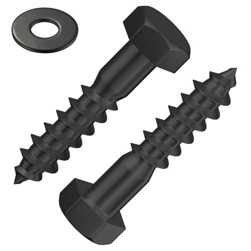 Wensilon Lag Screws Wood Screws,(80PCS, 1/4"x1", Black) Hex Head Lag Bolts,(6x25) Heavy Duty Lag Screws,304 Stainless Steel Bolts 18-8 - color: Black, size: 1/4"x1"
