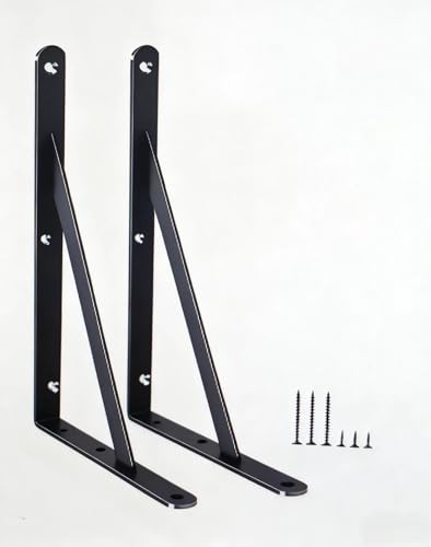 2 Pack L8 x H 6" Black Heavy Duty Shelf Brackets with Screws Metal Shelf Brackets Shelf Support Angle Brackets for Shelves L Brackets Heavy Duty Floating Shelf - size: 8''x6'', style: 2 Pack-Black