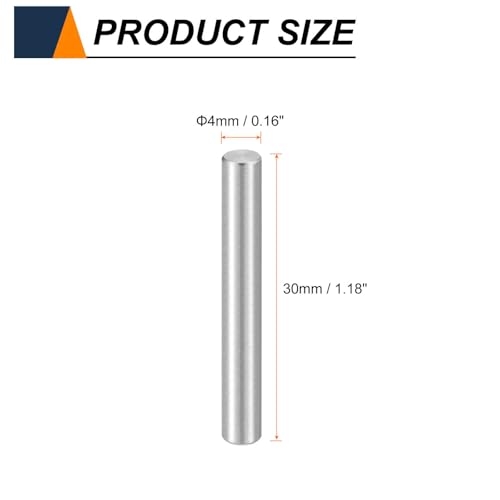 HARFINGTON 15pcs Dowel Pins M4(4mm) x 30mm 304 Stainless Steel Cylindrical Shelf Support Peg Pin Rod Fasten Elements for Metal Devices Wood Furniture DIY Installation, Silver - size: M4 x 30mm