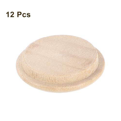 uxcell 12Pcs Wood Button Plugs, 25mm/0.98" Hardwood Screw Hole Plug Mushroom Wooden Caps Buttons Wood Plug for Furniture Woodworking Craft Decor (30mm x 25mm) - size: 30x25mm