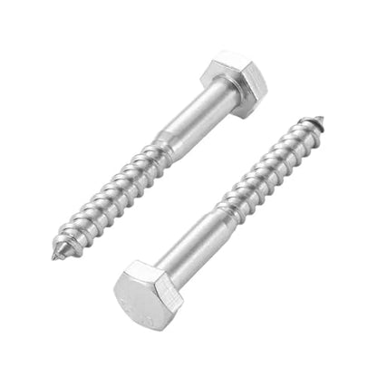 3/8×4'' (8 Pack) Hex Head Lag Screws Bolts with Washers, Heavy Duty Lag Screws, 304 Stainless Steel Bolts 18-8, Wood Screws, Partial Thread - size: 3/8×4