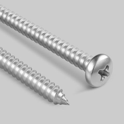 #6 x 1/2 Inch Pan Head Wood Screws, Phillips Drive, Stainless Steel 304 (18-8), Self Tapping for Wood, Sheet Metal Screws, 100 Pack - color: Silver, size: #6 x 1/2"
