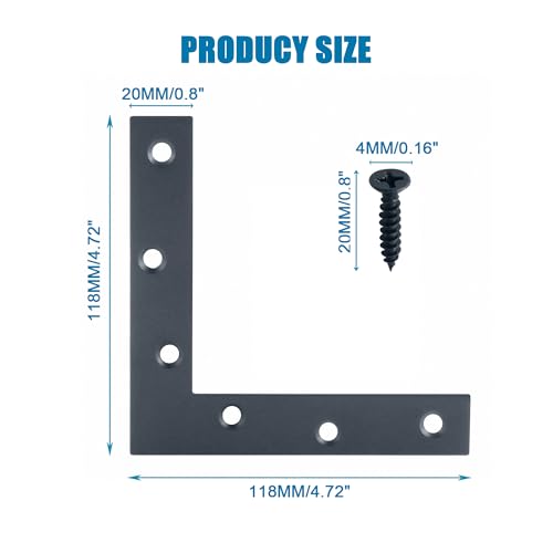 Mooche L Flat Brackets for Wood, Black Mending Plate Repair