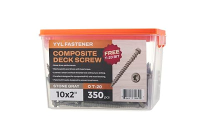 Coated Composite Deck Screws #10 x 2, Stone Gray, 350 - color: Stone Gray, size: #10x2