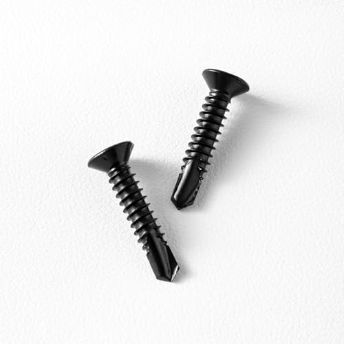 #10 x 2 (50 Pack) Flat Head Sheet Metal Screws Phillips Drive Fast Self-Tapping Screw Wood Screws, High-Strength 410 Stainless Steel, Black Oxide - size: #10 x 2''