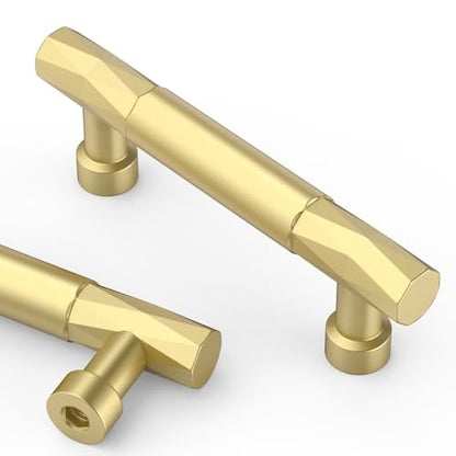 Asidrama 10 Pack 3 Inch(76mm) Brushed Gold Kitchen Cabinet Handles, Cabinet Pulls Kitchen Cabinet Hardware for Cupboard Drawer Pulls - color: Brushed Gold, size: 3" Hole Center