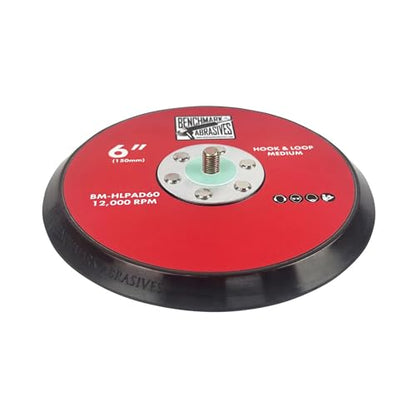 Benchmark Abrasives 6" Dual Action Random Orbital Sander Backing Pad for Hook and Loop Discs Used for Sanding Finishing Polishing Buffing Compatible with All DA Sanders - size: 6"